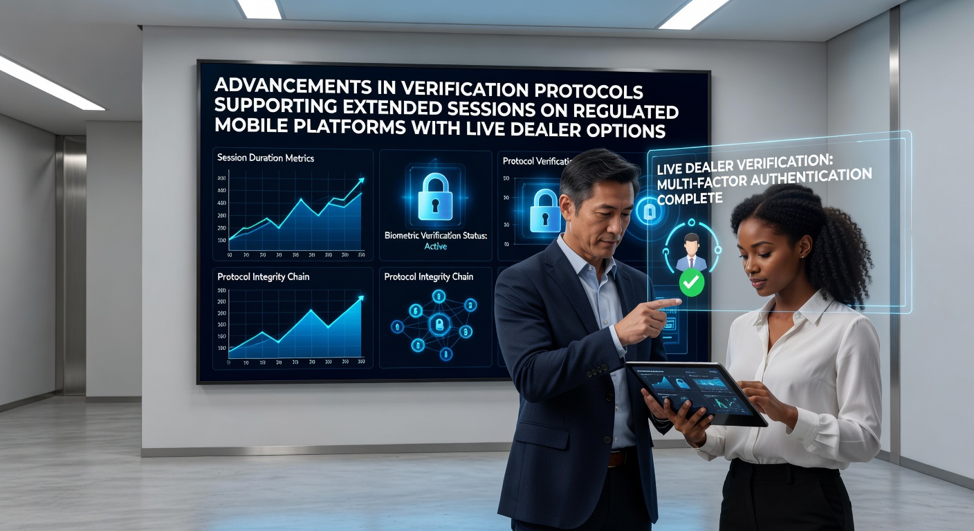 Illustratie van geavanceerde verificatietechnologieën in mobiele live casino apps met biometrische checks