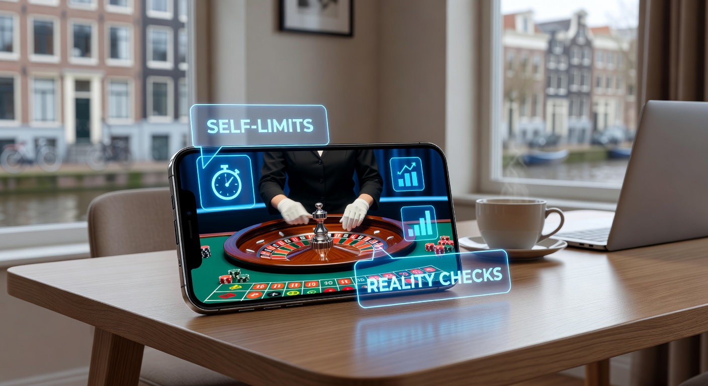Speler stelt limiet in op mobiel scherm tijdens live casino sessie, met focus op zelfcontrole tools