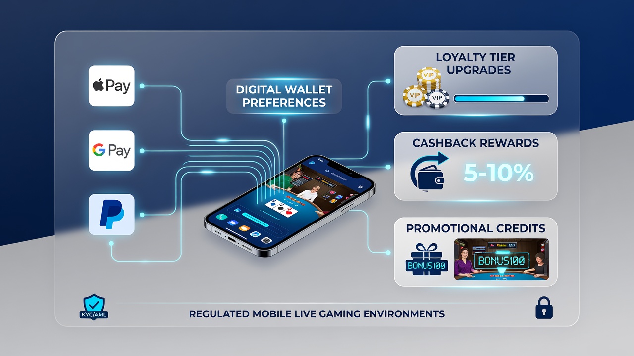 Mobiele live gaming interface met actieve bonus en wallet selectie in Nederlandse casino app