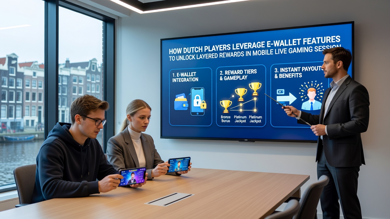 Mobiel live casino scherm met e-wallet beloningslagen en loyaliteitspunten