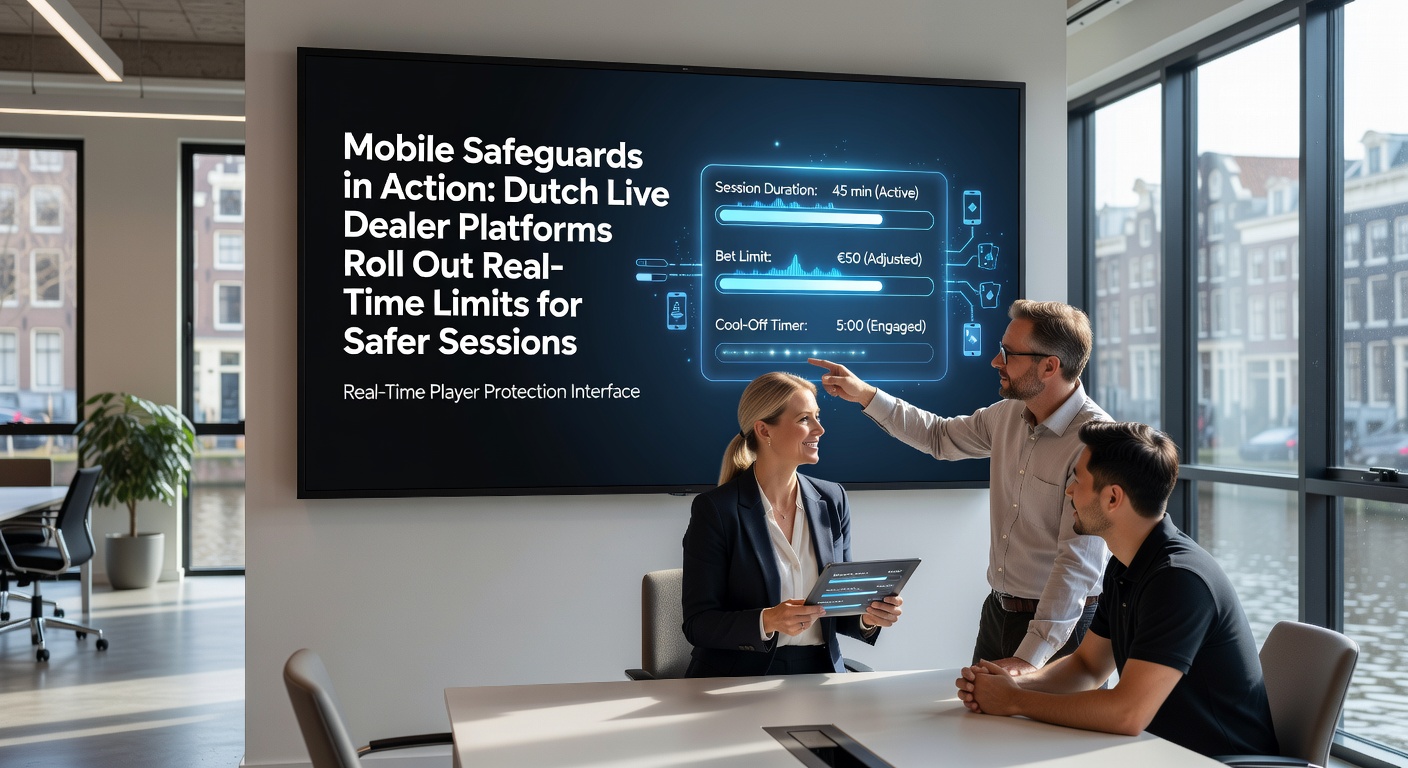 Schermafbeelding van een mobiele live dealer app met real-time limietwaarschuwingen tijdens een blackjack sessie