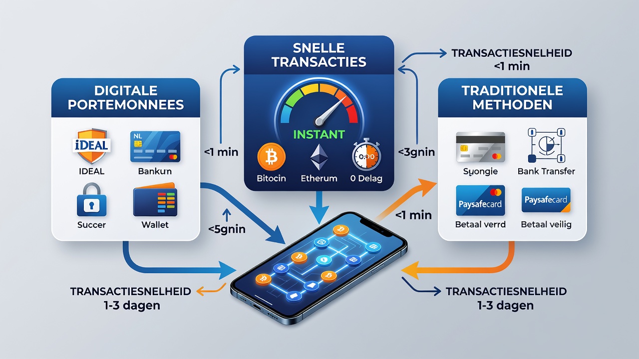 Grafiek die transactiesnelheden vergelijkt tussen verschillende wallets in mobiele casino's