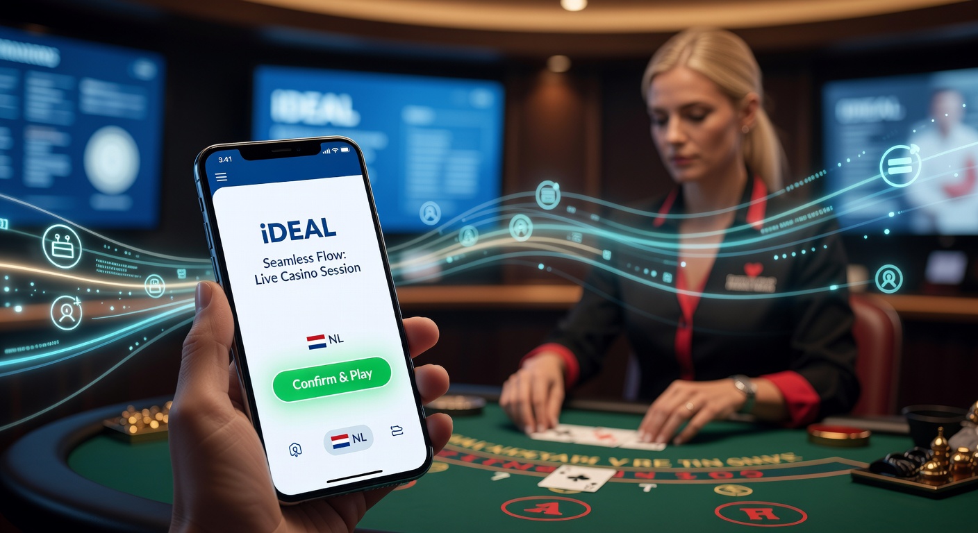 Smartphone met live casino stream en iDEAL betaalvenster op een Nederlands casino platform