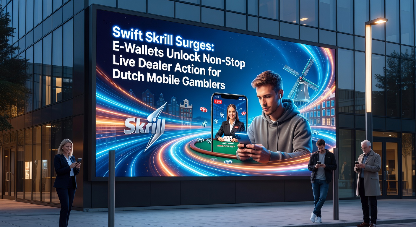 Grafiek met stijgende Skrill-transacties in Nederlandse live casinos, naast een live roulette wiel op een smartphone
