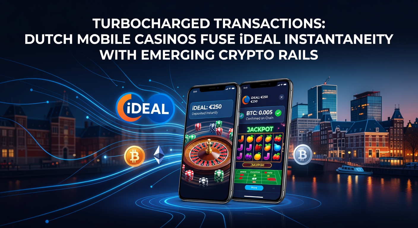 Crypto wallet op mobiel naast live dealer roulette, met blockchain iconen en Nederlandse vlag, illustrerend fusie van crypto en lokale betalingen